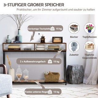 Costway  Κομψό Κονσόλα Τραπέζι με Ανοιχτά Ράφια και Μεταλλικό Πλαίσ...