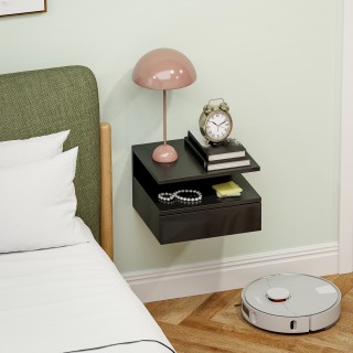 HOMCOM Κομοδίνο Κρεμαστό 35x32x22.5 εκ, Μαύρο Λουστραρισμένο 831-33...