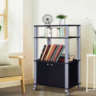 Costway Τρόλεϊ Κουζίνας με 3 Ράφια και Ντουλάπι από Μέταλλο και Ξύλ... Costway Τρόλεϊ Κουζίνας με 3 Ράφια και Ντουλάπι από Μέταλλο και Ξύλ...