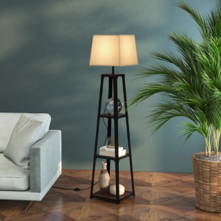 Φωτιστικό δαπέδου HOMCOM σε μεταλλικό και MDF με 3 ράφια με υφασμάτ... Φωτιστικό δαπέδου HOMCOM σε μεταλλικό και MDF με 3 ράφια με υφασμάτ...