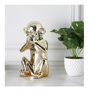 Διακοσμητική Μαϊμού από Δολομίτη 17 x 15 x 28 cm Χρώματος Χρυσό Hom...