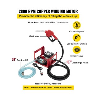 Διανομέας Πετρελαίου με Αντλία 40 Lt/min 155 W 220V VEVOR 220V40LCY... Διανομέας Πετρελαίου με Αντλία 40 Lt/min 155 W 220V VEVOR 220V40LCY...