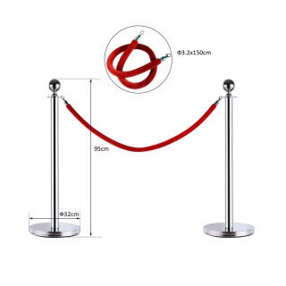 Σετ Διαχωριστικά Κολωνάκια από Ανοξείδωτο Ατσάλι με Σχοινί 1.5 m 2 ... Σετ Διαχωριστικά Κολωνάκια από Ανοξείδωτο Ατσάλι με Σχοινί 1.5 m 2 ...