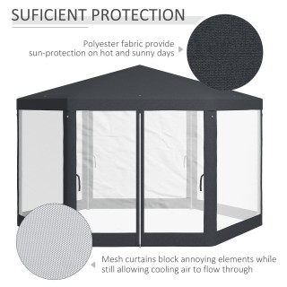 Outsunny Hexagonal Garden Gazebo με Διπλή Είσοδο, σε Μέταλλο και Πο...