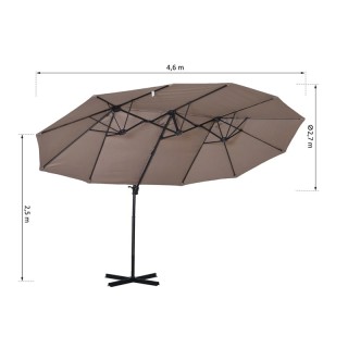 Διπλή Κρεμαστή Ομπρέλα Κήπου από Ατσάλι με Μανιβέλα 270 x 460 x 250...