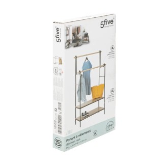 Διπλή Μεταλλική Κρεμάστρα Ρούχων Δαπέδου με 2 Ξύλινα Ράφια 95 x 43.... Διπλή Μεταλλική Κρεμάστρα Ρούχων Δαπέδου με 2 Ξύλινα Ράφια 95 x 43....