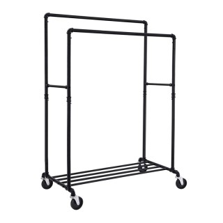 Διπλή Μεταλλική Κρεμάστρα Ρούχων Δαπέδου 100 x 162 x 59 cm με Ρόδες...