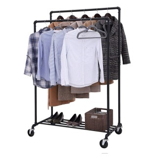 Διπλή Μεταλλική Κρεμάστρα Ρούχων Δαπέδου 100 x 162 x 59 cm με Ρόδες...