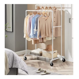 Διπλή Μεταλλική Κρεμάστρα Ρούχων Δαπέδου 100 x 162 x 59 cm με Ρόδες... Διπλή Μεταλλική Κρεμάστρα Ρούχων Δαπέδου 100 x 162 x 59 cm με Ρόδες...