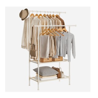 Διπλή Μεταλλική Κρεμάστρα Ρούχων Δαπέδου με 2 Υφασμάτινα Ράφια 114 ... Διπλή Μεταλλική Κρεμάστρα Ρούχων Δαπέδου με 2 Υφασμάτινα Ράφια 114 ...