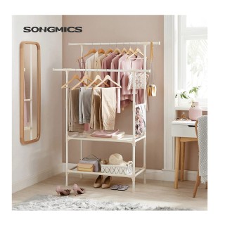 Διπλή Μεταλλική Κρεμάστρα Ρούχων Δαπέδου με 2 Υφασμάτινα Ράφια 114 ... Διπλή Μεταλλική Κρεμάστρα Ρούχων Δαπέδου με 2 Υφασμάτινα Ράφια 114 ...