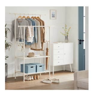 Διπλή Μεταλλική Κρεμάστρα Ρούχων Δαπέδου με 2 Υφασμάτινα Ράφια 114 ... Διπλή Μεταλλική Κρεμάστρα Ρούχων Δαπέδου με 2 Υφασμάτινα Ράφια 114 ...