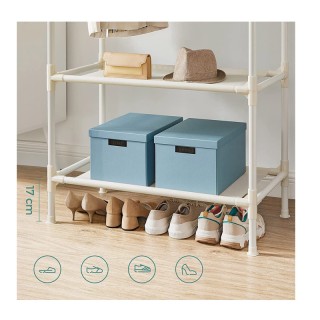 Διπλή Μεταλλική Κρεμάστρα Ρούχων Δαπέδου με 2 Υφασμάτινα Ράφια 114 ... Διπλή Μεταλλική Κρεμάστρα Ρούχων Δαπέδου με 2 Υφασμάτινα Ράφια 114 ...