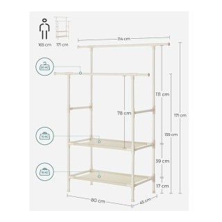 Διπλή Μεταλλική Κρεμάστρα Ρούχων Δαπέδου με 2 Υφασμάτινα Ράφια 114 ... Διπλή Μεταλλική Κρεμάστρα Ρούχων Δαπέδου με 2 Υφασμάτινα Ράφια 114 ...