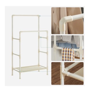 Διπλή Μεταλλική Κρεμάστρα Ρούχων Δαπέδου με Υφασμάτινο Ράφι 83 x 45... Διπλή Μεταλλική Κρεμάστρα Ρούχων Δαπέδου με Υφασμάτινο Ράφι 83 x 45...