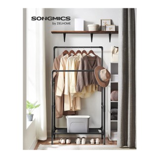 Διπλή Μεταλλική Κρεμάστρα Ρούχων Δαπέδου με Υφασμάτινο Ράφι 83 x 45...