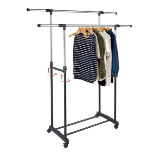 Διπλή Μεταλλική Τροχήλατη Κρεμάστρα Ρούχων Δαπέδου 80-150 x 43 x 90... Διπλή Μεταλλική Τροχήλατη Κρεμάστρα Ρούχων Δαπέδου 80-150 x 43 x 90...