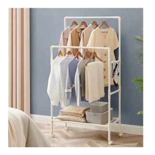 Διπλή Μεταλλική Τροχήλατη Κρεμάστρα Ρούχων Δαπέδου με Υφασμάτινο Ρά... Διπλή Μεταλλική Τροχήλατη Κρεμάστρα Ρούχων Δαπέδου με Υφασμάτινο Ρά...