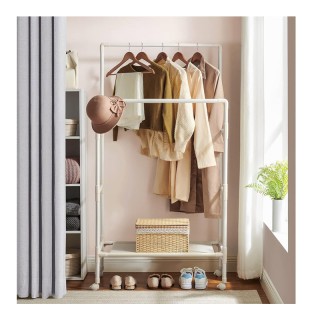 Διπλή Μεταλλική Τροχήλατη Κρεμάστρα Ρούχων Δαπέδου με Υφασμάτινο Ρά... Διπλή Μεταλλική Τροχήλατη Κρεμάστρα Ρούχων Δαπέδου με Υφασμάτινο Ρά...