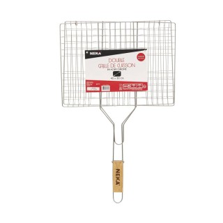 Διπλή Σχάρα Ψησίματος από Ατσάλι με Ξύλινη Λαβή 40 x 30 x 66 cm Nek... Διπλή Σχάρα Ψησίματος από Ατσάλι με Ξύλινη Λαβή 40 x 30 x 66 cm Nek...