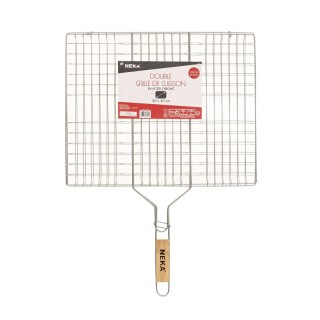 Διπλή Σχάρα Ψησίματος από Ατσάλι με Ξύλινη Λαβή 50 x 40 x 70 cm Nek... Διπλή Σχάρα Ψησίματος από Ατσάλι με Ξύλινη Λαβή 50 x 40 x 70 cm Nek...