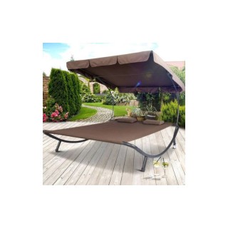 Διπλή Ξαπλώστρα - Κρεβάτι Κήπου 1.5 x 1.75 x 2 m Χρώματος Καφέ Hopp... Διπλή Ξαπλώστρα - Κρεβάτι Κήπου 1.5 x 1.75 x 2 m Χρώματος Καφέ Hopp...