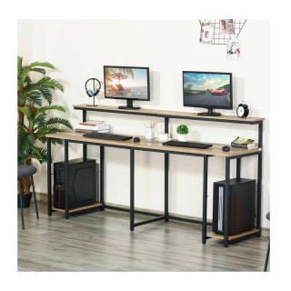 Διπλό Μεταλλικό Γραφείο με 5 Ράφια 200 x 53 x 100 cm HOMCOM 836-374 Διπλό Μεταλλικό Γραφείο με 5 Ράφια 200 x 53 x 100 cm HOMCOM 836-374