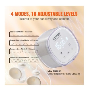 Διπλό Ηλεκτρικό Θήλαστρο με 4 Λειτουργίες και Οθόνη LED VEVOR DDXNQ...