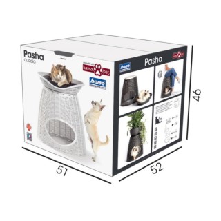 Διπλό Κρεβάτι-Σκαμπό Κατοικίδιων με 2 Μαξιλάρια 52 x 50 x 46/55 cm ...