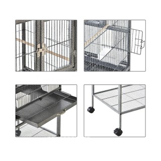 Διπλό Μεταλλικό Τροχήλατο Κλουβί Πτηνών 95 x 45.5 x 102 cm PawHut D... Διπλό Μεταλλικό Τροχήλατο Κλουβί Πτηνών 95 x 45.5 x 102 cm PawHut D...