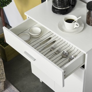 Μπουφές HOMCOM Ψηλής Κουζίνας Κλασικός Λευκός Ξύλινος Μπουφές 835-344