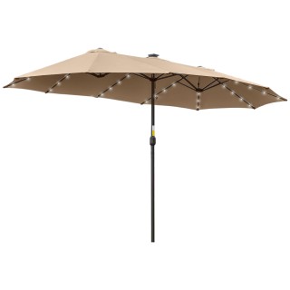 Outsunny Double Parasol Garden 4,5m με 48 LED φώτα και μανιβέλα, Χα... Outsunny Double Parasol Garden 4,5m με 48 LED φώτα και μανιβέλα, Χα...