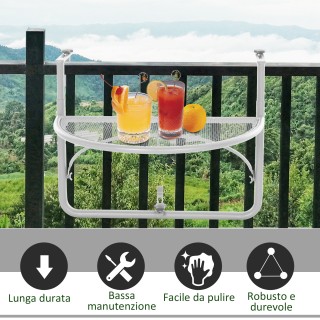 Τραπέζι με κάγκελα Outsunny με 3 ρυθμιζόμενα ύψη σε μέταλλο, 60x45x...