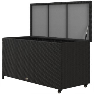 Outsunny PE Rattan Garden Storage Box με ρόδες και πλαϊνή λαβή, 121...