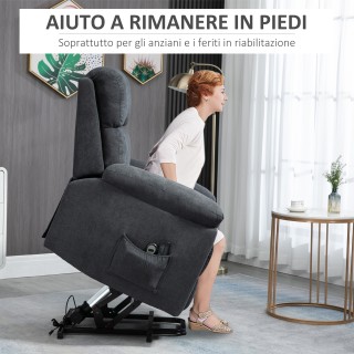 HOMCOM Lift Chair ανακλινόμενη έως 135° με 8 σημεία μασάζ, τηλεχειρ...