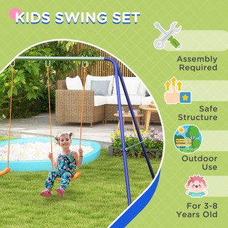 Outsunny Swing για παιδιά 3-8 ετών με 2 καθίσματα και 4 μανταλάκια,...