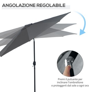 Outsunny Garden Parasol Φ300cm Ανακλινόμενη με μεταλλική μανιβέλα κ...
