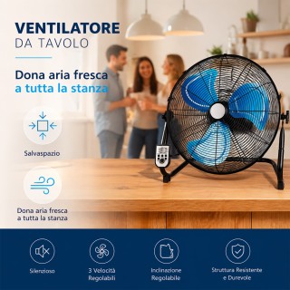 BAKAJI Ανεμιστήρας Δαπέδου με Πτερύγια 51 εκ., Τηλεχειριστήριο, Αθό...