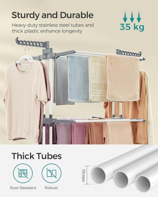 Πτυσσόμενη Απλώστρα Ρούχων 4 Επιπέδων 64 x 126 x 172 cm Χρώματος Λε...