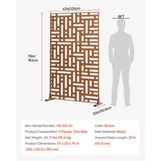 VEVOR Μεταλλικό Πάνελ Ιδιωτικότητας 47 x 76 Καφέ Εξωτερικού Χώρου D... VEVOR Μεταλλικό Πάνελ Ιδιωτικότητας 47 x 76 Καφέ Εξωτερικού Χώρου D...