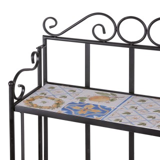 Galileo Υπαίθρια μεταλλική ραφιέρα 4 επιπέδων με διακόσμηση κεραμικ...