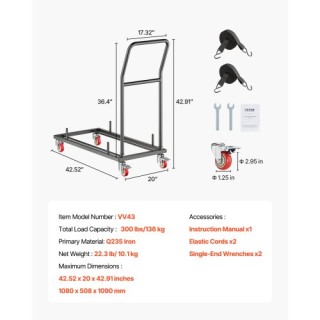 VEVOR Καρότσι Αποθήκευσης Καρεκλών L-Σχήματος για 25 Καρέκλες, 300 ...