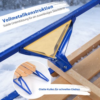 Costway Κατευθυνόμενο Μεταλλικό Έλκηθρο από Ατσάλι και Ξύλο με Μπλε...