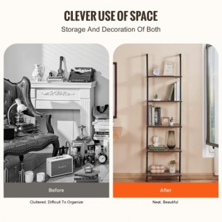 VEVOR  Ράφι Τετράγωνου Σωλήνα 5 Επιπέδων 44x30εκ Τοίχου για Υπνοδωμ...