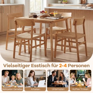 Costway Τετράγωνο τραπέζι κουζίνας από μπαμπού 70 x 70 εκ. για 2-4 ...