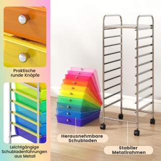 Costway Τροχήλατο Ρακ με 10 Συρτάρια και Χρωμιωμένο Μεταλλικό Σκελε... Costway Τροχήλατο Ρακ με 10 Συρτάρια και Χρωμιωμένο Μεταλλικό Σκελε...