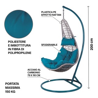 Galileo Κουνιστή Καρέκλα Αυγό με Ανθρακοχάλυβα Σκελετό και Μαλακό Γ...