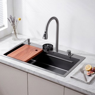 VEVOR Νεροχύτης Κουζίνας Inox 85 cm, Εντοιχιζόμενος, Μονής Γούρνας ...
