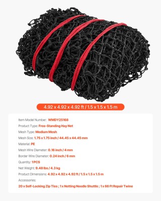 VEVOR Δίχτυ για Στρογγυλές Δεμάτες Σανό Αργής Σίτισης Αλόγων MGCWZW...