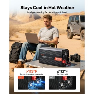 VEVOR Ισχυρός Μετατροπέας Ρεύματος 3500W, 12V DC σε 230V AC, Καθαρο...